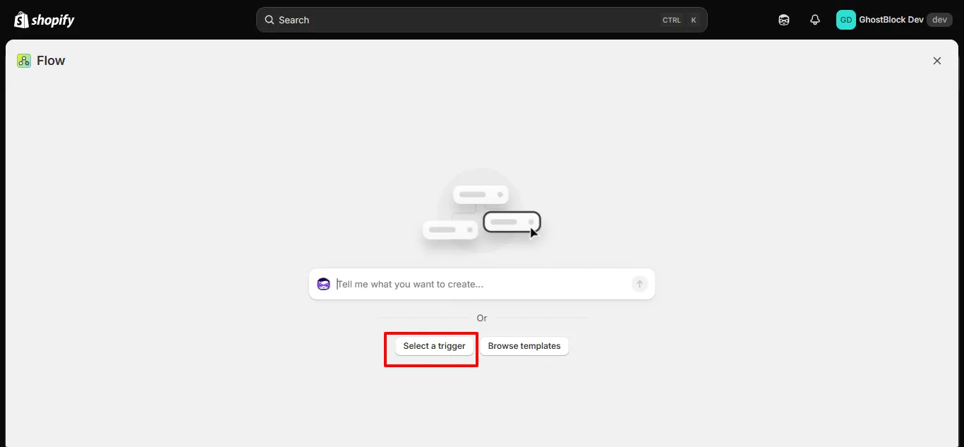The new Flow workflow screen with the Select a trigger button highlighted